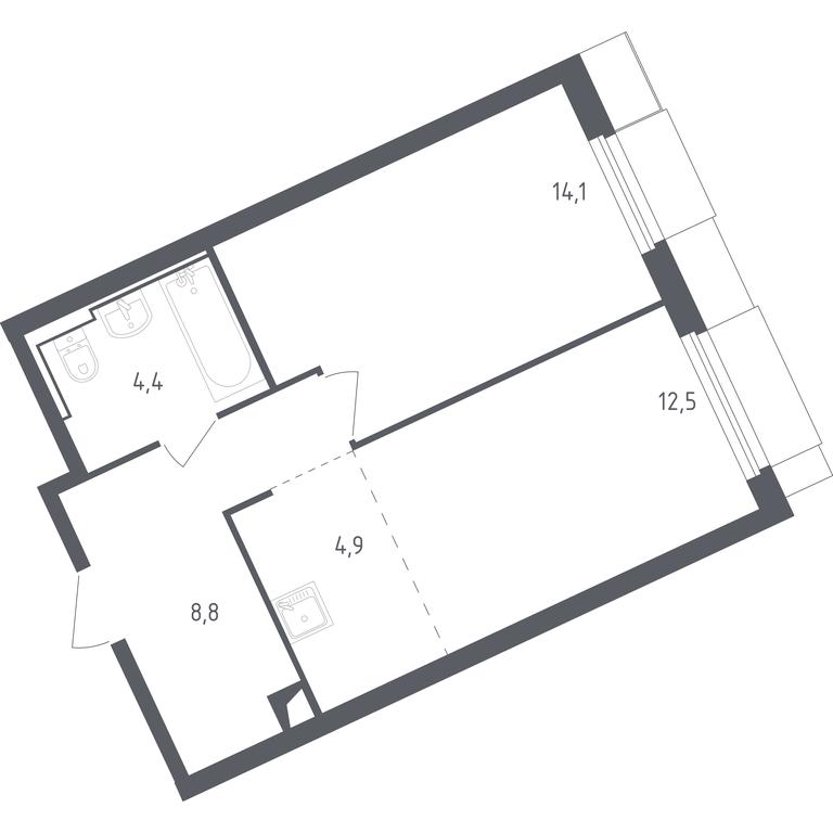 Apartment Sale, 44.6 sq. m. at Sputnik, Lipovoy Roschi Street, 1к4, derevnya Razdory, Odintsovskiy City District, Moscow Region, Russia #1 Apartment Sale, 44.6 sq. m. at Sputnik, Lipovoy Roschi Street, 1к4, derevnya Razdory, Odintsovskiy City District, Moscow Region, Russia #1