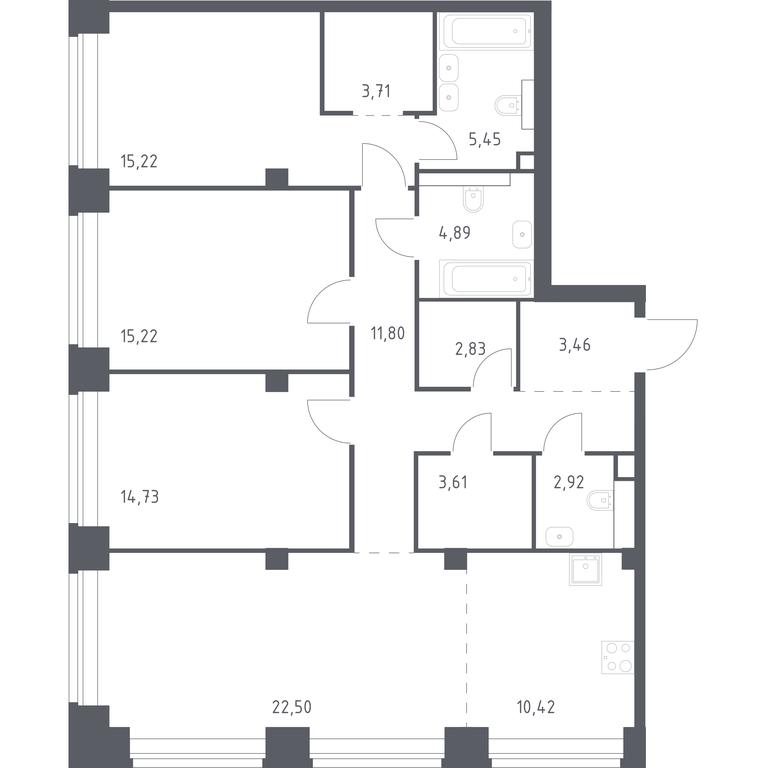 2-BD Apartment Sale, 116.76 sq. m. at Nova, Bratyev Fonchenko Street, вл21, Moscow, Russia #1 2-BD Apartment Sale, 116.76 sq. m. at Nova, Bratyev Fonchenko Street, вл21, Moscow, Russia #1