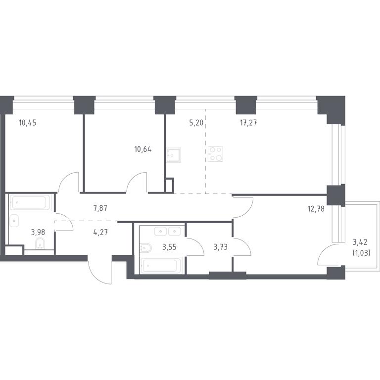 2-BD Apartment Sale, 80.77平方米 at Nova, Bratyev Fonchenko Street, вл21, Moscow, Russia #1 2-BD Apartment Sale, 80.77平方米 at Nova, Bratyev Fonchenko Street, вл21, Moscow, Russia #1