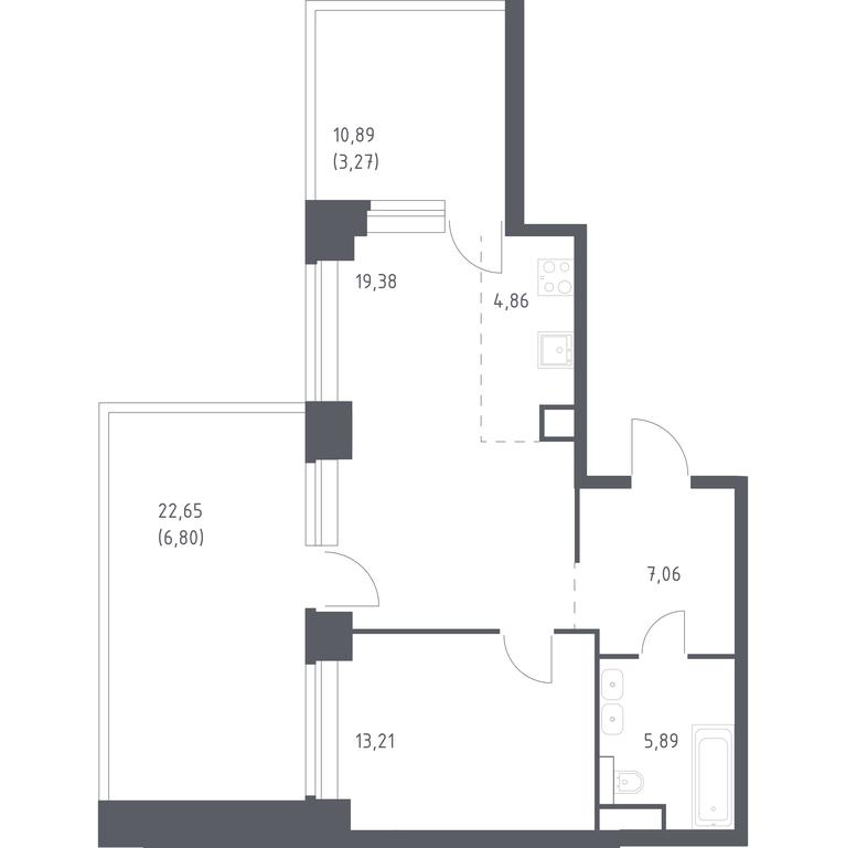 Apartment Sale, 60.47平方米 at Nova, Bratyev Fonchenko Street, вл21, Moscow, Russia #1 Apartment Sale, 60.47平方米 at Nova, Bratyev Fonchenko Street, вл21, Moscow, Russia #1