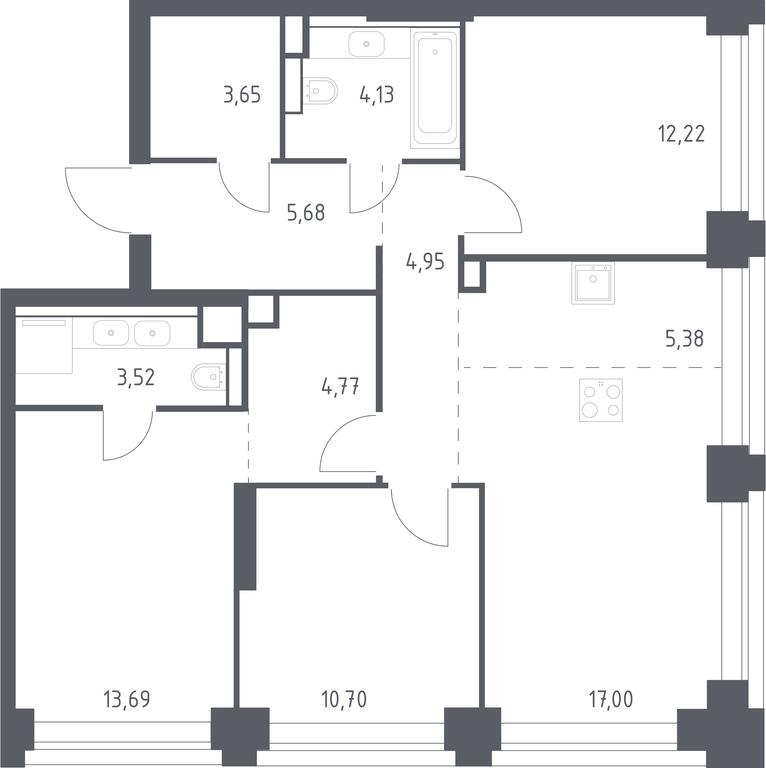 2-BD Apartment Sale, 85.69 sq. m. at Nova, Bratyev Fonchenko Street, вл21, Moscow, Russia #1 2-BD Apartment Sale, 85.69 sq. m. at Nova, Bratyev Fonchenko Street, вл21, Moscow, Russia #1