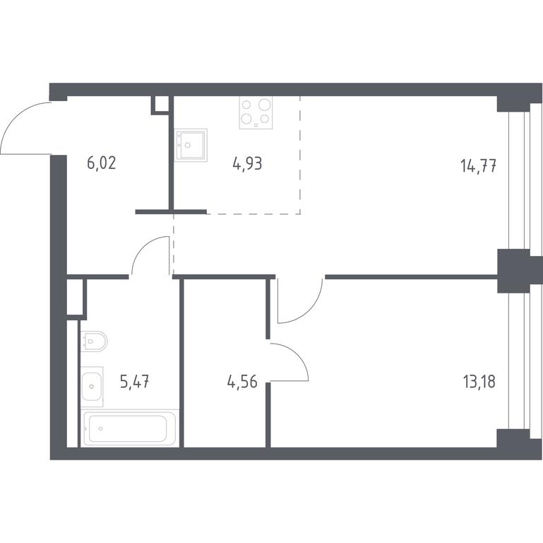 Apartment Sale, 48.93平方米 at Nova, Bratyev Fonchenko Street, вл21, Moscow, Russia #1