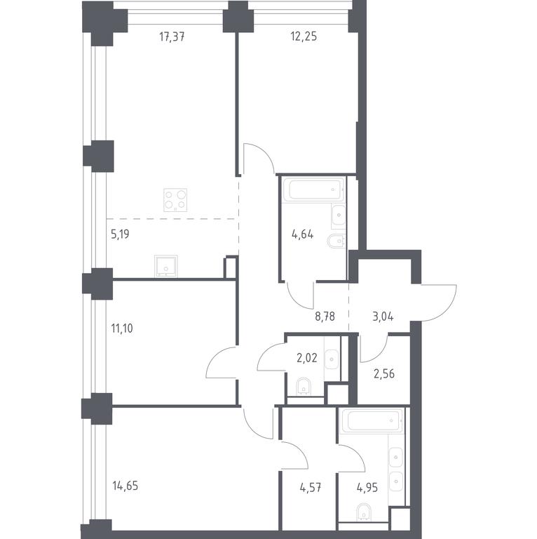 2-BD Apartment Sale, 91.12 sq. m. at Nova, Bratyev Fonchenko Street, вл21, Moscow, Russia #1 2-BD Apartment Sale, 91.12 sq. m. at Nova, Bratyev Fonchenko Street, вл21, Moscow, Russia #1