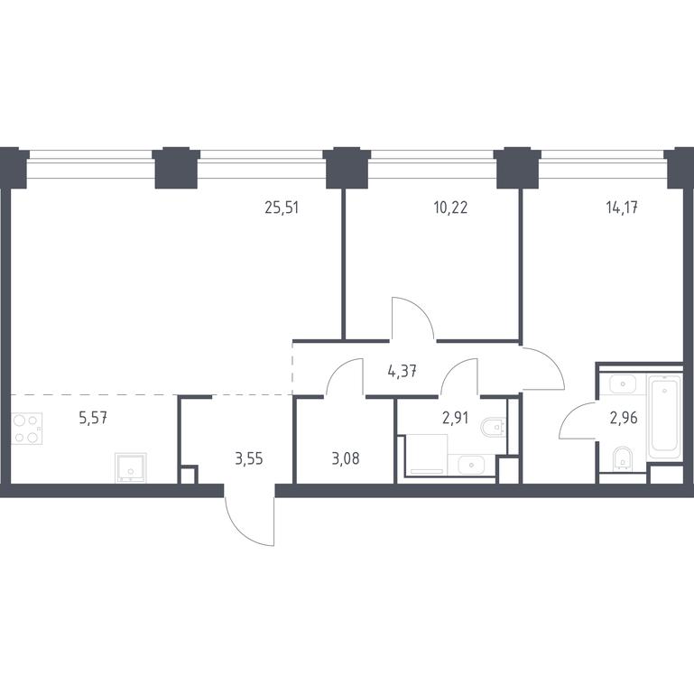 1-BD Apartment Sale, 72.34 sq. m. at Nova, Bratyev Fonchenko Street, вл21, Moscow, Russia #1 1-BD Apartment Sale, 72.34 sq. m. at Nova, Bratyev Fonchenko Street, вл21, Moscow, Russia #1