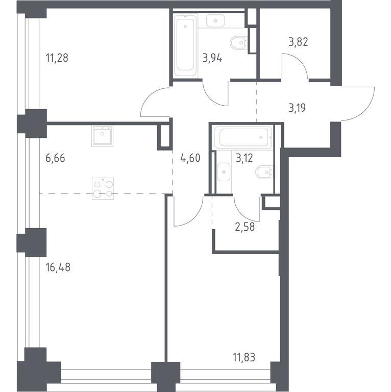 1-BD Apartment Sale, 67.5平方米 at Nova, Bratyev Fonchenko Street, вл21, Moscow, Russia #1 1-BD Apartment Sale, 67.5平方米 at Nova, Bratyev Fonchenko Street, вл21, Moscow, Russia #1
