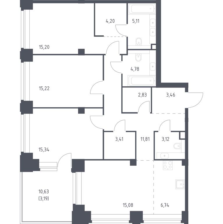 2-BD Apartment Sale, 109.49平方米 at Nova, Bratyev Fonchenko Street, вл21, Moscow, Russia #1 2-BD Apartment Sale, 109.49平方米 at Nova, Bratyev Fonchenko Street, вл21, Moscow, Russia #1