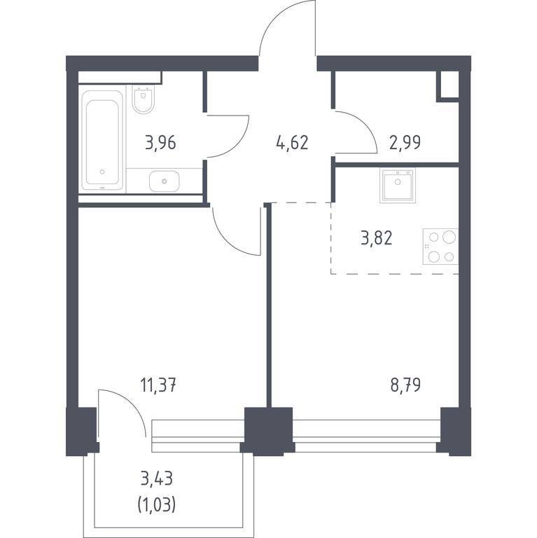 Apartment Sale, 36.58 sq. m. at Nova, Bratyev Fonchenko Street, вл21, Moscow, Russia #1