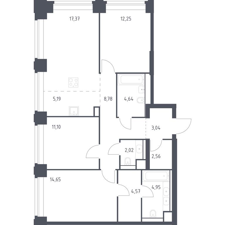 2-BD Apartment Sale, 91.12 sq. m. at Nova, Bratyev Fonchenko Street, вл21, Moscow, Russia #1 2-BD Apartment Sale, 91.12 sq. m. at Nova, Bratyev Fonchenko Street, вл21, Moscow, Russia #1