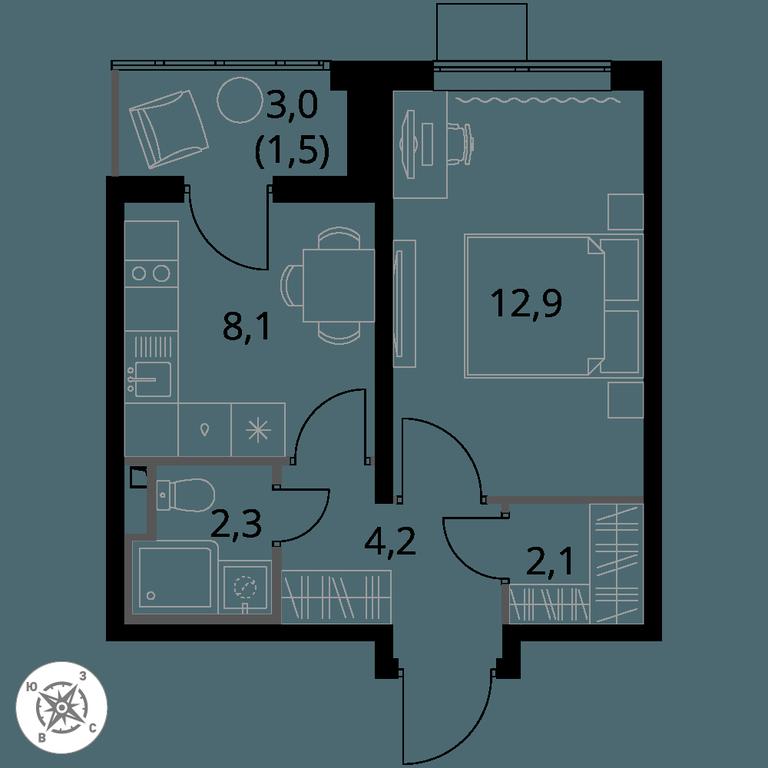 1-BD Apartment Sale, 31.1 sq. m. at Pervy Donskoj, zhiloy mikrorayon Sapronovo, derevnya Sapronovo, Leninskiy City District, Moscow Region, Russia #1 1-BD Apartment Sale, 31.1 sq. m. at Pervy Donskoj, zhiloy mikrorayon Sapronovo, derevnya Sapronovo, Leninskiy City District, Moscow Region, Russia #1