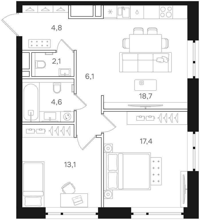 2-BD Apartment Sale, 66.8 sq. m. at Mangazeya na Rechnom, Leningradskoye Highway, Moscow, Russia #1 2-BD Apartment Sale, 66.8 sq. m. at Mangazeya na Rechnom, Leningradskoye Highway, Moscow, Russia #1