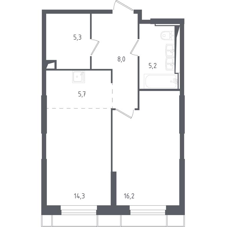 Продажа 1-комн. квартиры, 54,7 м² в ЖК «Спутник», улица Липовой Рощи, 1к4, деревня Раздоры, Одинцовский городской округ, Московская область, Россия #1