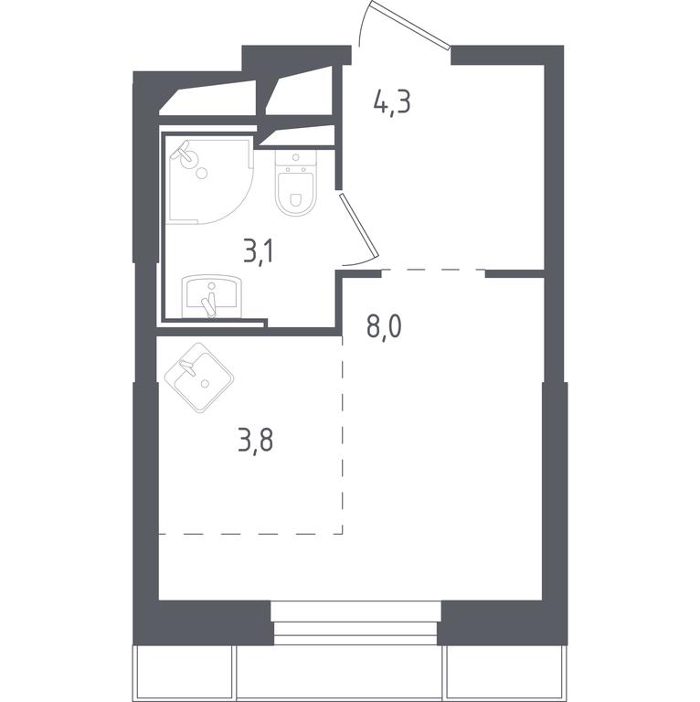 Apartment Sale, 19平方米 at Sputnik, Lipovoy Roschi Street, 1к4, derevnya Razdory, Odintsovskiy City District, Moscow Region, Russia #1 Apartment Sale, 19平方米 at Sputnik, Lipovoy Roschi Street, 1к4, derevnya Razdory, Odintsovskiy City District, Moscow Region, Russia #1