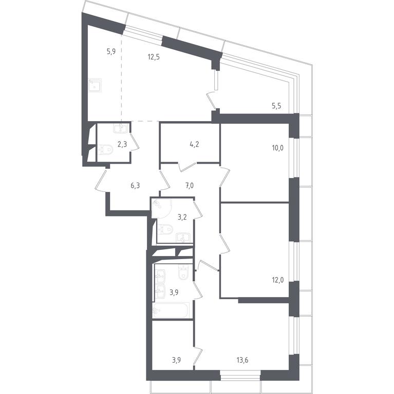 2-BD Apartment Sale, 89.23 sq. m. at Sputnik, Lipovoy Roschi Street, 1к4, derevnya Razdory, Odintsovskiy City District, Moscow Region, Russia #1