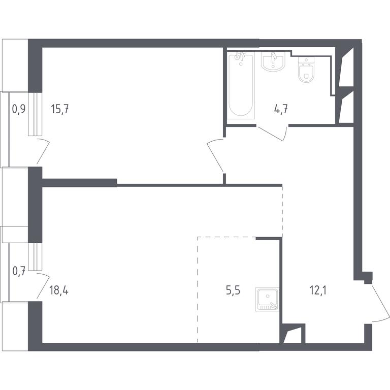 Продажа 1-комн. квартиры, 58 м² в ЖК «Спутник», улица Липовой Рощи, 1к4, деревня Раздоры, Одинцовский городской округ, Московская область, Россия #1