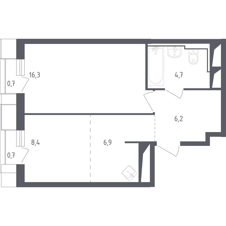 Apartment Sale, 44.37 sq. m. at Sputnik, Lipovoy Roschi Street, 1к4, derevnya Razdory, Odintsovskiy City District, Moscow Region, Russia #1