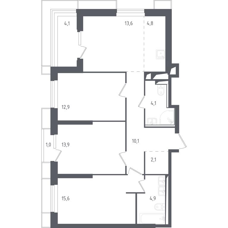 2-BD Apartment Sale, 86.8 sq. m. at Sputnik, Lipovoy Roschi Street, 1к4, derevnya Razdory, Odintsovskiy City District, Moscow Region, Russia #1 2-BD Apartment Sale, 86.8 sq. m. at Sputnik, Lipovoy Roschi Street, 1к4, derevnya Razdory, Odintsovskiy City District, Moscow Region, Russia #1