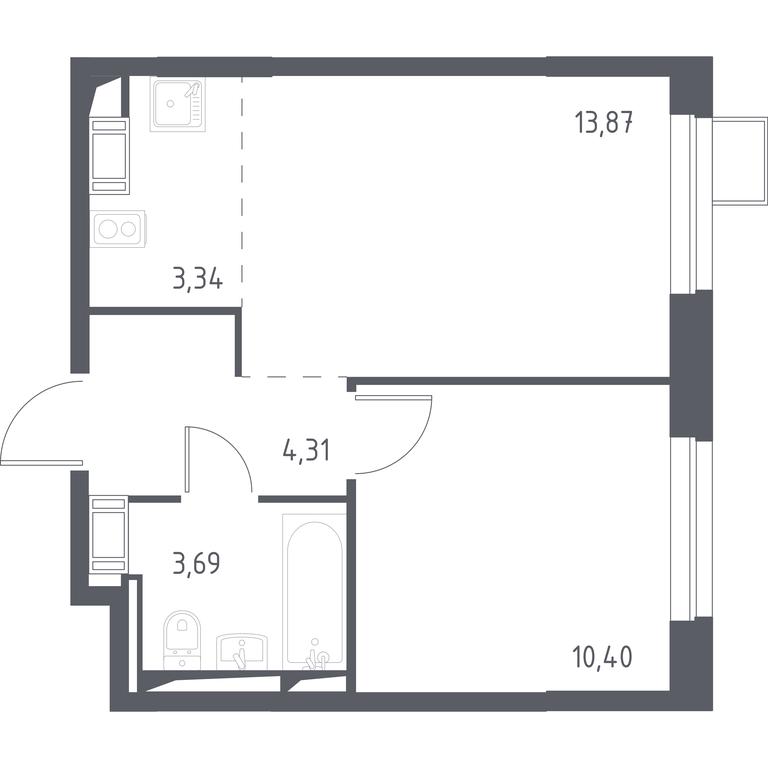 Apartment Sale, 35.3 sq. m. at Prigorod Lesnoe, Molodyozhny bulvar, 6, derevnya Misaylovo, Leninskiy City District, Moscow Region, Russia #1
