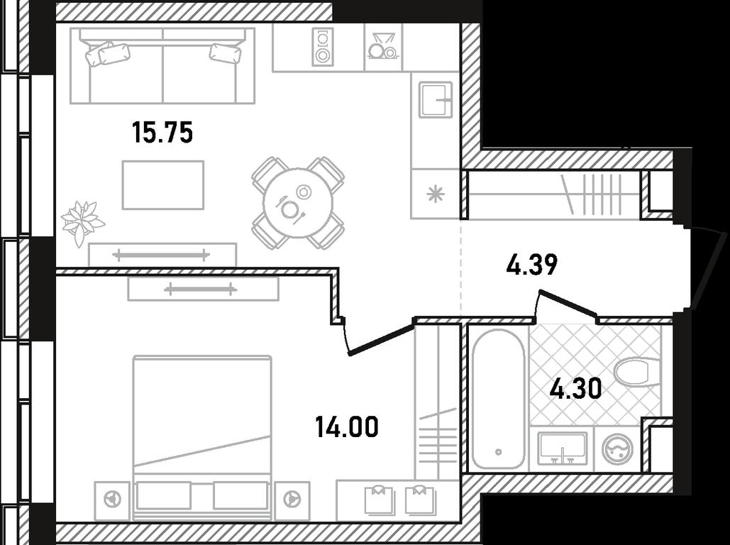 1-BD Apartment Sale, 38.44 sq. m. at Republic, Presnensky Val Street, 27с1, Moscow, Russia #1
