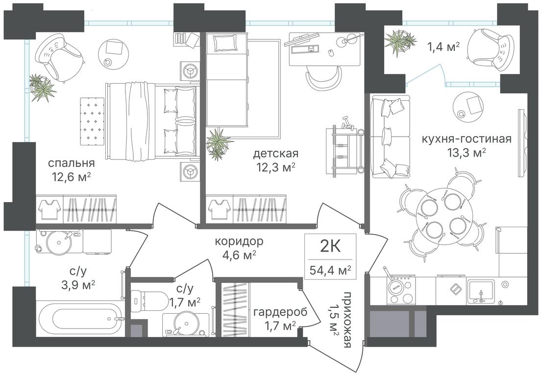 2-BD Apartment Sale, 53 sq. m. at Mikhalkovskiy, Mikhalkovskaya Street, 48, Moscow, Russia #1 2-BD Apartment Sale, 53 sq. m. at Mikhalkovskiy, Mikhalkovskaya Street, 48, Moscow, Russia #1