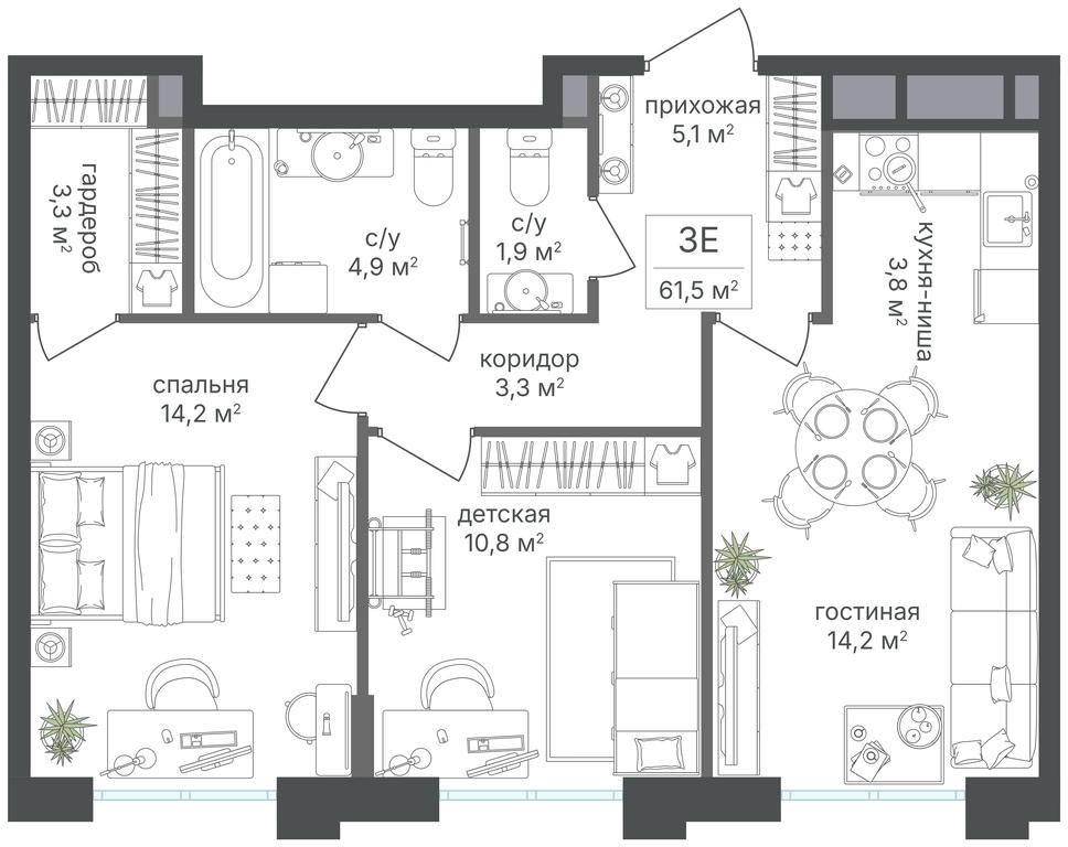2-BD Apartment Sale, 61.5 sq. m. at Mikhalkovskiy, Mikhalkovskaya Street, 48, Moscow, Russia #1 2-BD Apartment Sale, 61.5 sq. m. at Mikhalkovskiy, Mikhalkovskaya Street, 48, Moscow, Russia #1