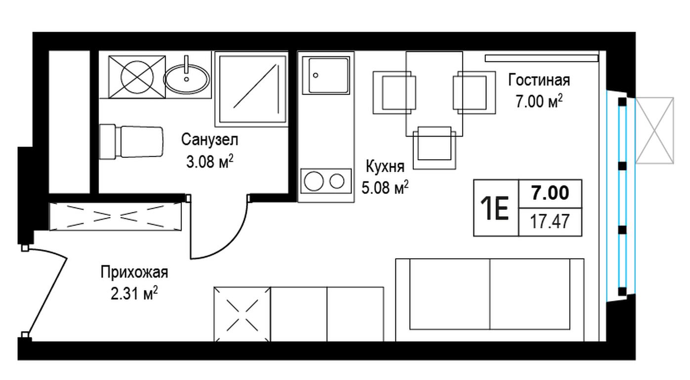 Apartment Sale, 17.6 sq. m. at Eko Vidnoe 2.0, kvartal Tsentralny, 1, Kupelinka Subdistrict, derevnya Sapronovo, Leninskiy City District, Moscow Region, Russia #1