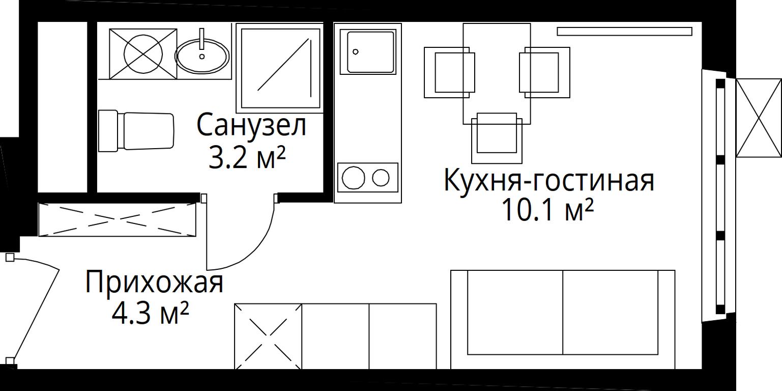 Apartment Sale, 17.6 sq. m. at Eko Vidnoe 2.0, kvartal Tsentralny, 1, Kupelinka Subdistrict, derevnya Sapronovo, Leninskiy City District, Moscow Region, Russia #2