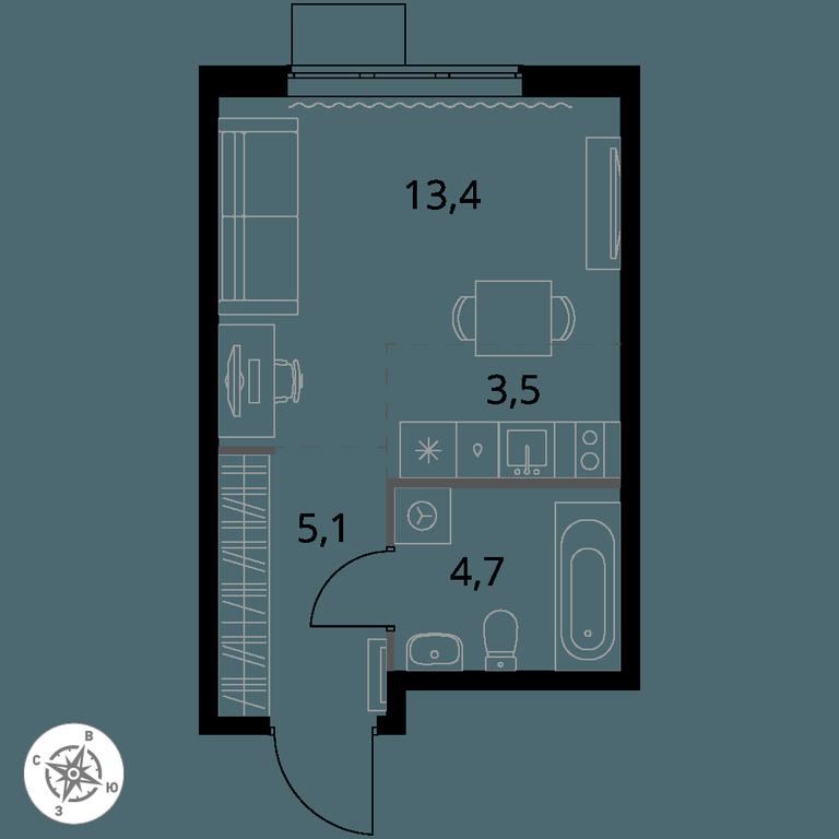 Apartment Sale, 26.7 sq. m. at 1 Izmajlovskij, Montazhnaya Street, 8с13, Moscow, Russia #1