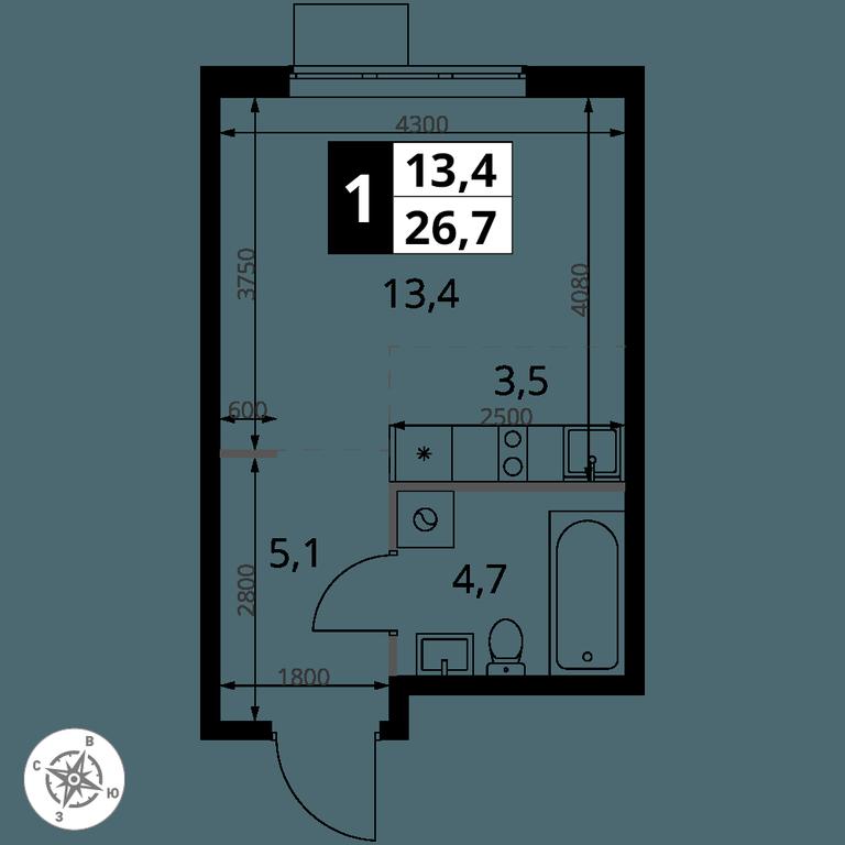 Apartment Sale, 26.7 sq. m. at 1 Izmajlovskij, Montazhnaya Street, 8с13, Moscow, Russia #2