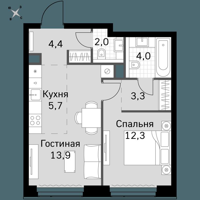 2-BD Apartment Sale, 45.6平方米 at Amber City, 3rd Khoroshyovsky Drive, 3А, Moscow, Russia #1 2-BD Apartment Sale, 45.6平方米 at Amber City, 3rd Khoroshyovsky Drive, 3А, Moscow, Russia #1