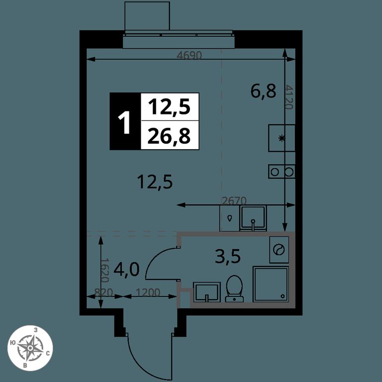 Apartment Sale, 26.8平方米 at 1 Yasenevskij, Kvartal № 24, Mosrentgen Settlement, Moscow, Russia #1 Apartment Sale, 26.8平方米 at 1 Yasenevskij, Kvartal № 24, Mosrentgen Settlement, Moscow, Russia #1