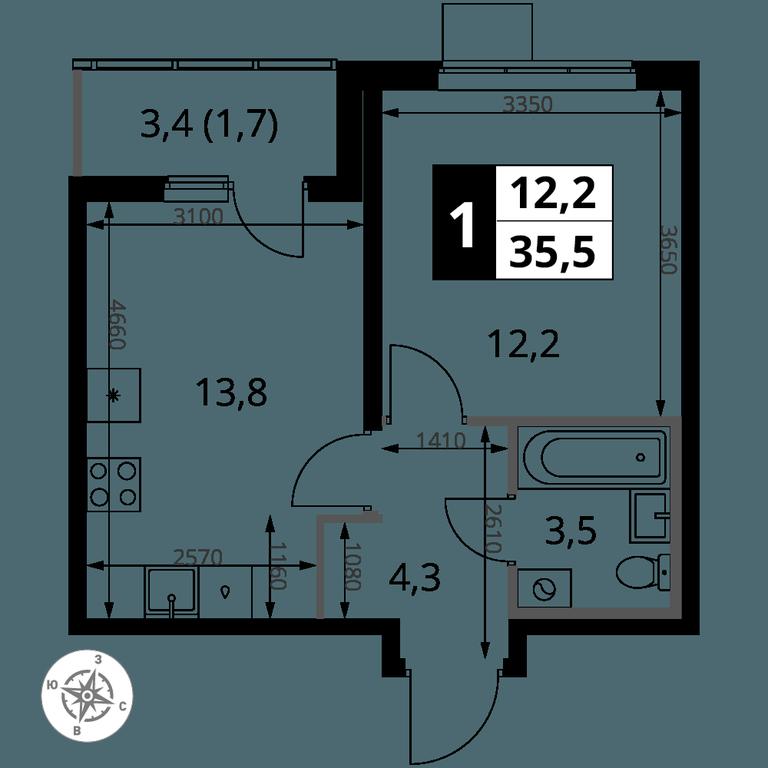 1-BD Apartment Sale, 35.5 sq. m. at 1 Yasenevskij, Kvartal № 24, Mosrentgen Settlement, Moscow, Russia #1 1-BD Apartment Sale, 35.5 sq. m. at 1 Yasenevskij, Kvartal № 24, Mosrentgen Settlement, Moscow, Russia #1