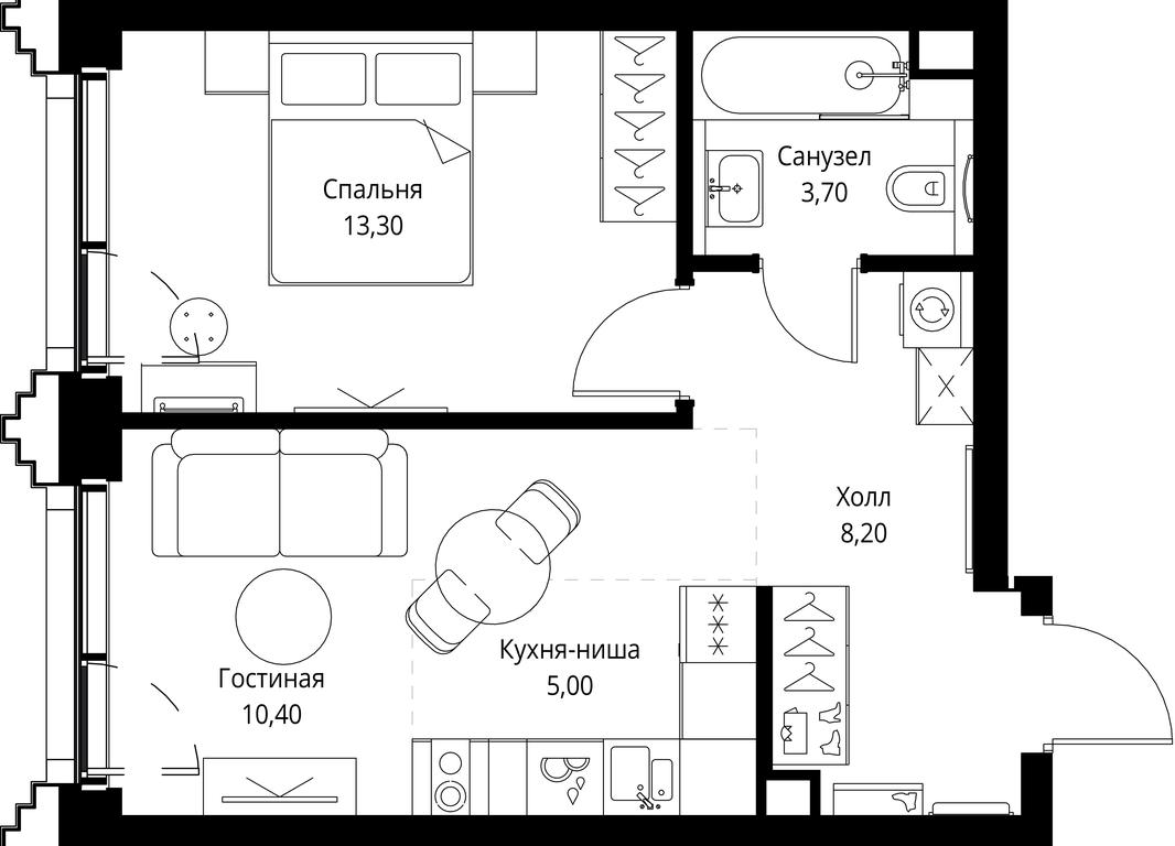1-BD Apartment Sale, 40.6平方米 at SET, Vereyskaya Street, Moscow, Russia #1