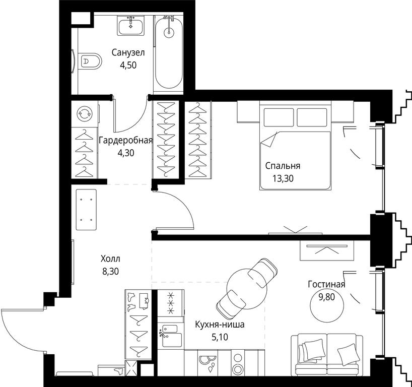 Продажа 1-комн. квартиры, 45,3 м² в ЖК «SET (Сет)», Верейская улица, Москва, Россия #1