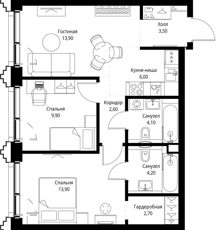 2-BD Apartment Sale, 60.8 sq. m. at SET, Vereyskaya Street, Moscow, Russia #1 2-BD Apartment Sale, 60.8 sq. m. at SET, Vereyskaya Street, Moscow, Russia #1