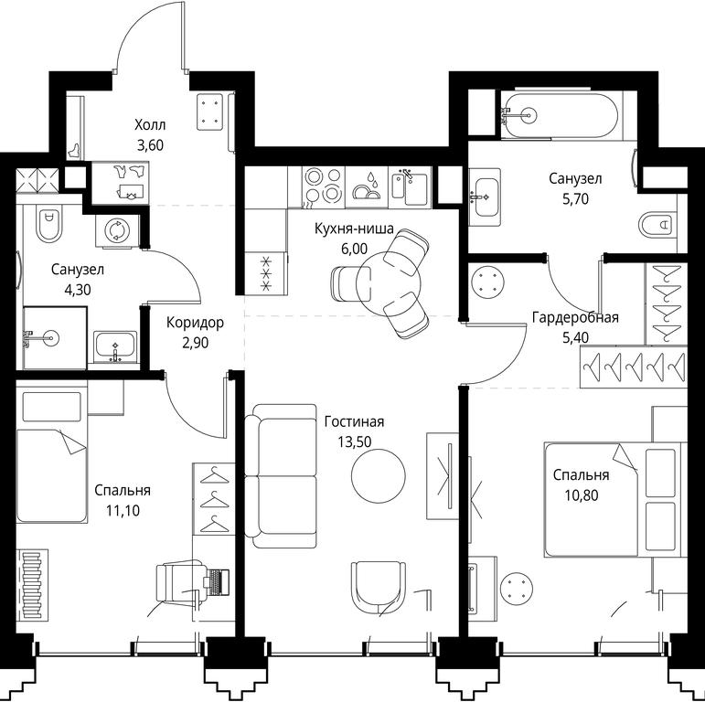 2-BD Apartment Sale, 63.3平方米 at SET, Vereyskaya Street, Moscow, Russia #1 2-BD Apartment Sale, 63.3平方米 at SET, Vereyskaya Street, Moscow, Russia #1
