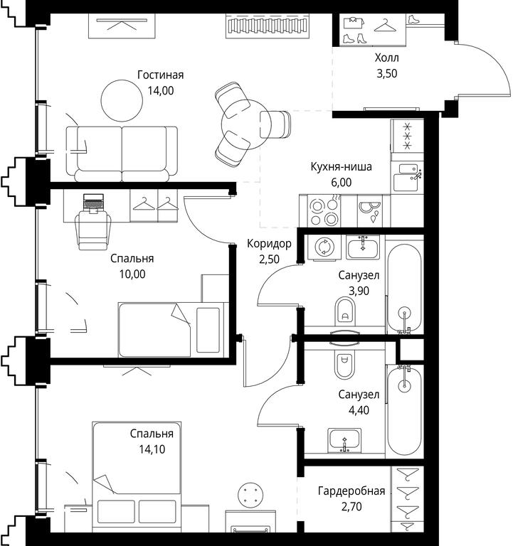 2-BD Apartment Sale, 61.1 sq. m. at SET, Vereyskaya Street, Moscow, Russia #1 2-BD Apartment Sale, 61.1 sq. m. at SET, Vereyskaya Street, Moscow, Russia #1