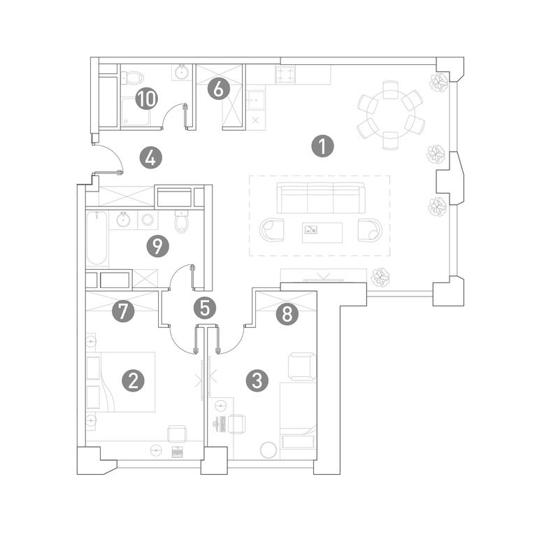 2-BD Apartment Sale, 100.8 sq. m. at Very, Botanicheskaya Street, 29, Moscow, Russia #1