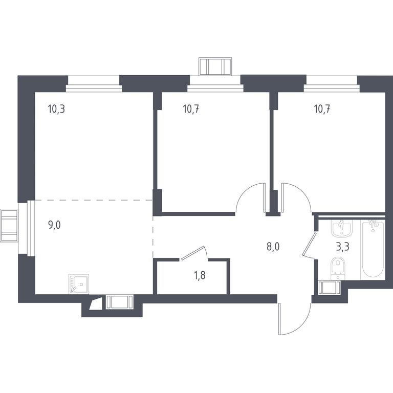 1-BD Apartment Sale, 54.5 sq. m. at Liubertsy, ulitsa Kamova, 5к1, Lyubertsy, Moscow Region, Russia #1