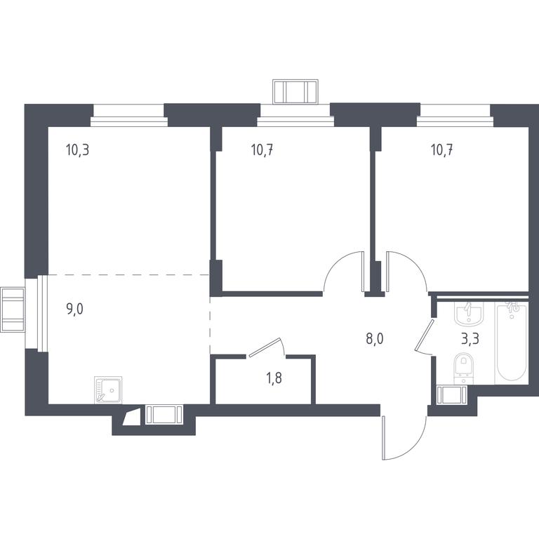 1-BD Apartment Sale, 54.5 sq. m. at Liubertsy, ulitsa Kamova, 5к1, Lyubertsy, Moscow Region, Russia #1
