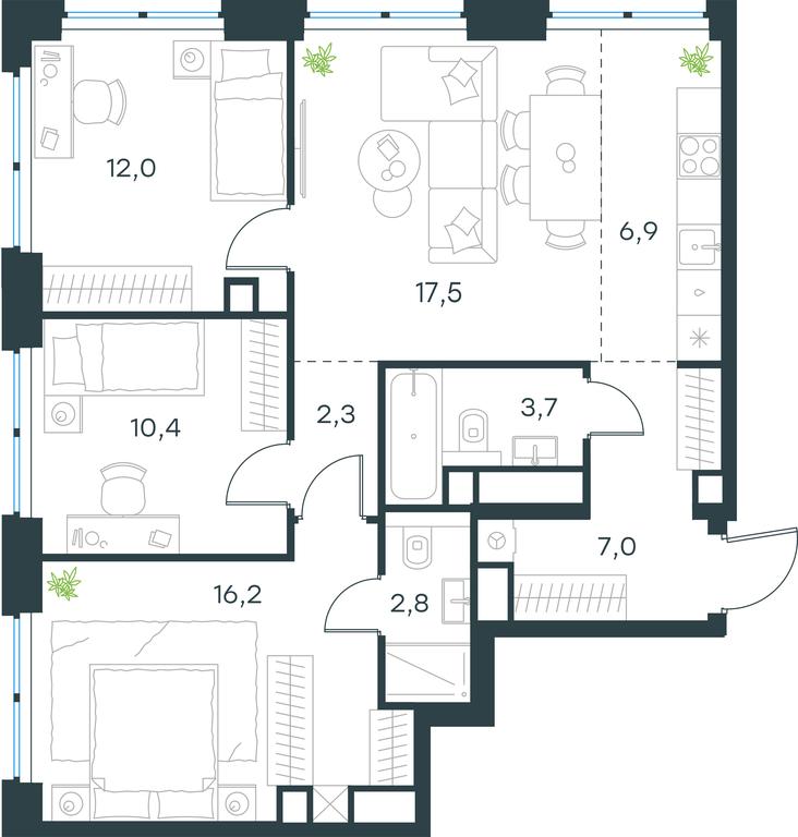 3-BD Apartment Sale, 78.8 sq. m. at Level Zvenigorodskaya, 3rd Silikatny Drive, 6к1, Moscow, Russia #1 3-BD Apartment Sale, 78.8 sq. m. at Level Zvenigorodskaya, 3rd Silikatny Drive, 6к1, Moscow, Russia #1