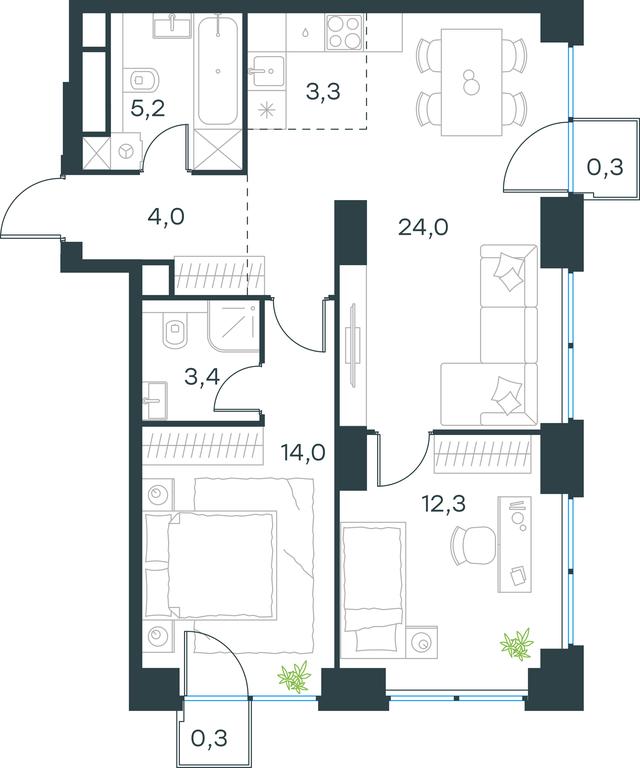 2-BD Apartment Sale, 66.8 sq. m. at Level Zvenigorodskaya, 3rd Silikatny Drive, 6к1, Moscow, Russia #1 2-BD Apartment Sale, 66.8 sq. m. at Level Zvenigorodskaya, 3rd Silikatny Drive, 6к1, Moscow, Russia #1