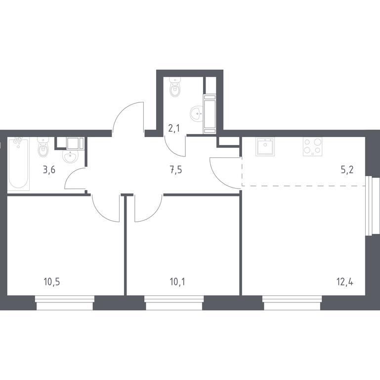 1-BD Apartment Sale, 50.8 sq. m. at Eko Bunino, prospekt Kuprina, 34к1, Sosenskoye Settlement, Moscow, Russia #1