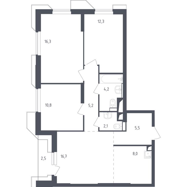 2-BD Apartment Sale, 83.39 sq. m. at Sputnik, Lipovoy Roschi Street, 1к4, derevnya Razdory, Odintsovskiy City District, Moscow Region, Russia #1 2-BD Apartment Sale, 83.39 sq. m. at Sputnik, Lipovoy Roschi Street, 1к4, derevnya Razdory, Odintsovskiy City District, Moscow Region, Russia #1