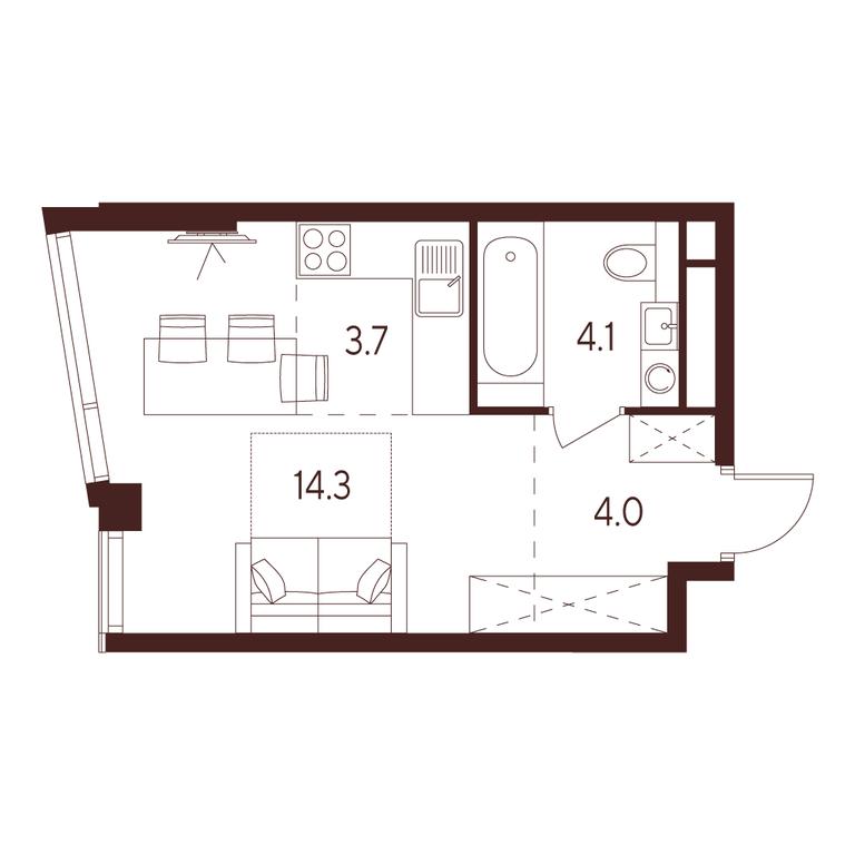 Apartment Sale, 26.1平方米 at INDY TOWERS (Indi Tauerz), Kuusinen Street, Moscow, Russia #1