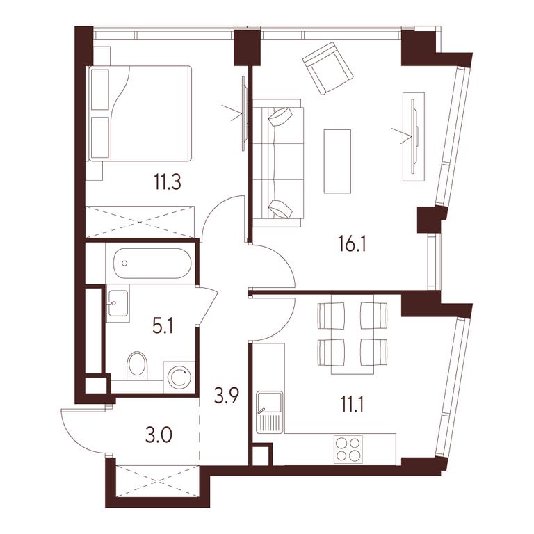 2-BD Apartment Sale, 50.5平方米 at INDY TOWERS (Indi Tauerz), Kuusinen Street, Moscow, Russia #1 2-BD Apartment Sale, 50.5平方米 at INDY TOWERS (Indi Tauerz), Kuusinen Street, Moscow, Russia #1