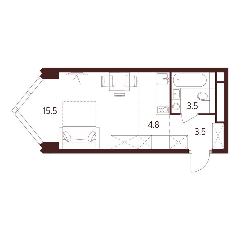 Apartment Sale, 27.3 sq. m. at INDY TOWERS (Indi Tauerz), Kuusinen Street, Moscow, Russia #1
