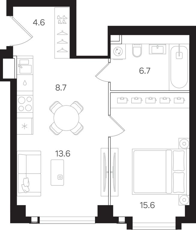 1-BD Apartment Sale, 49.2 sq. m. at Mangazeya na Tulskoy, Bolshaya Tulskaya Street, Moscow, Russia #2