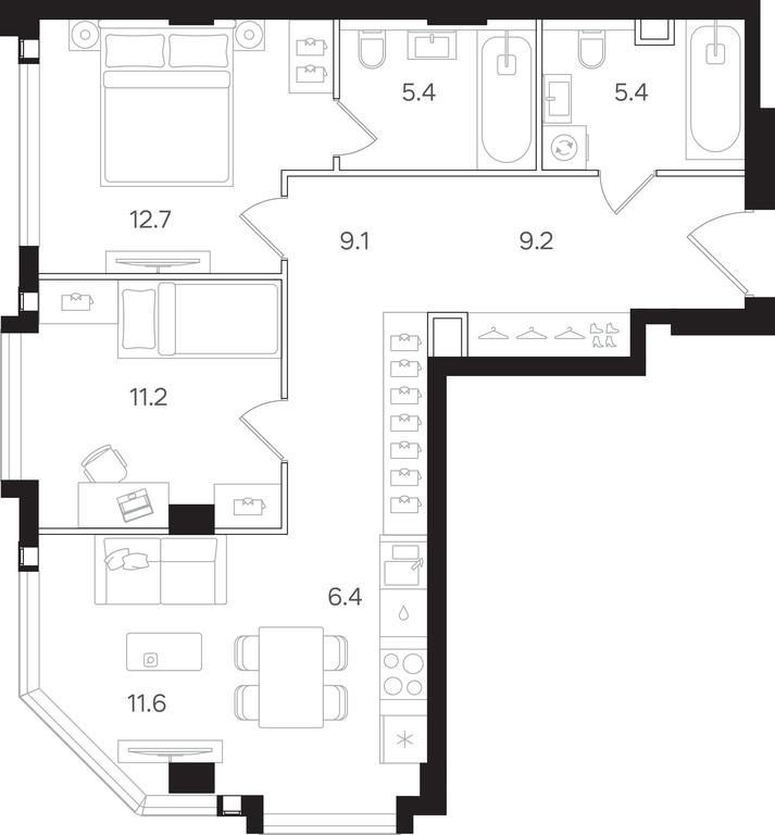 2-BD Apartment Sale, 71平方米 at Mangazeya na Tulskoy, Bolshaya Tulskaya Street, Moscow, Russia #1 2-BD Apartment Sale, 71平方米 at Mangazeya na Tulskoy, Bolshaya Tulskaya Street, Moscow, Russia #1