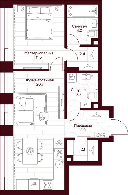 1-BD Apartment Sale, 47.7平方米 at Dom 7 Danilovskiy, Serpukhovsky Val Street, Moscow, Russia #1 1-BD Apartment Sale, 47.7平方米 at Dom 7 Danilovskiy, Serpukhovsky Val Street, Moscow, Russia #1