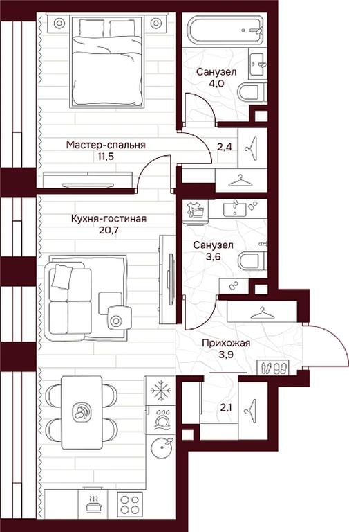 1-BD Apartment Sale, 47.7 sq. m. at Dom 7 Danilovskiy, Serpukhovsky Val Street, Moscow, Russia #1 1-BD Apartment Sale, 47.7 sq. m. at Dom 7 Danilovskiy, Serpukhovsky Val Street, Moscow, Russia #1